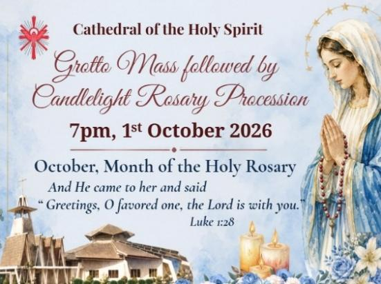 Grotto Mass followed by Candlelight Rosary Procession — 7pm, 1 October 2026